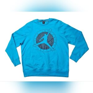 Nike Air Jordan Flight Club Crew Sweatshirt Turquoise Blue 585544-456 Jumpman 3X